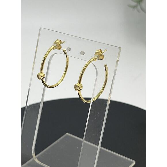 Marrin Costello Curateur 14k Gold Plated Sterling Silver Topaz Hoop Earrings - Picture 9 of 10
